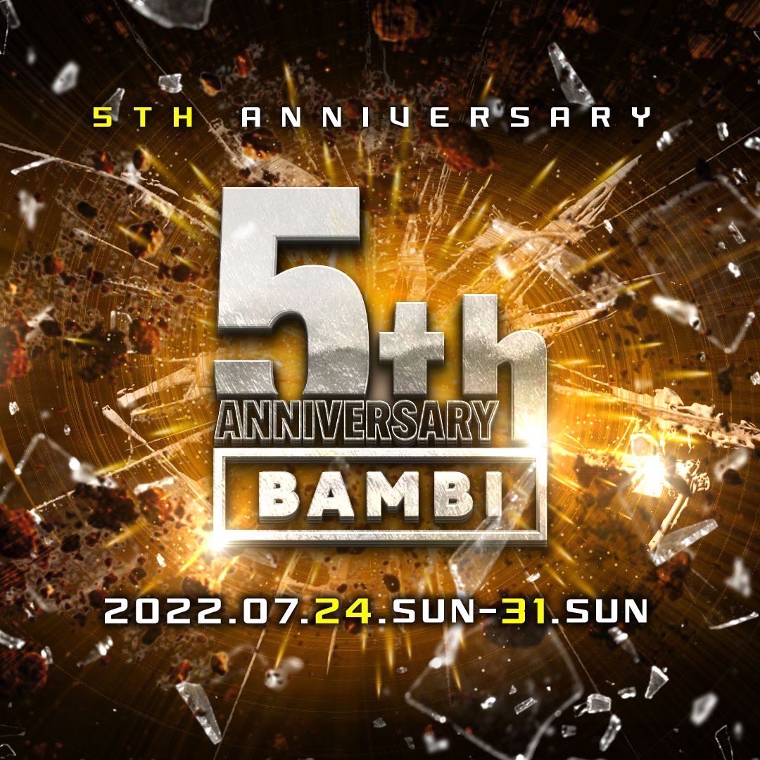 BAMBI38583935's tweet photo. ✨BAMBI 5TH ANNIVERSARY✨

BAMBIが5周年を迎えます！
SPゲストも出演決定🔥

7/24(日) CREAM
7/26(火) 心之助
7/28(木) DJ KOO

7/26(火)はBOBBYBROWNです！
詳しくはSNSを要チェック‼️
@bambi_club https://t.co/cWtq33zR1Z