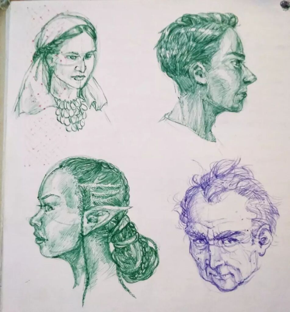 emilypritchart's tweet image. A few more sketches, probably done during church a few months ago. For a while that was the only time I even tried to sit down and draw...But now I&apos;m feeling full of determination to make new things!
.
#sketchbookdrawing #sketchingfaces #pensketch #pendr… instagr.am/p/Cf6vg2YONHG/