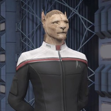 Here's a commission by <a href="/emori_11/">Emori Sanders</a> of my Star Trek Online Caitian. 💖