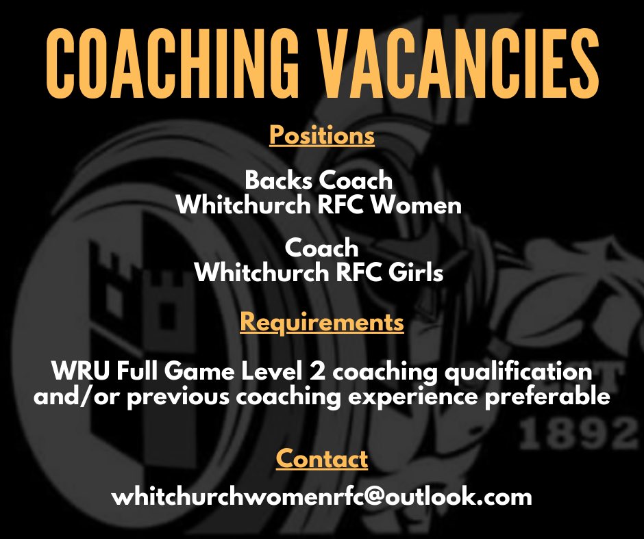 📢VACANCIES📢 We have two exciting volunteer roles within our awesome W&G section here at Whitchurch RFC for the upcoming 2022/23 season. If either of these roles spark your interest, get in touch with us! ✨Please share! ✨