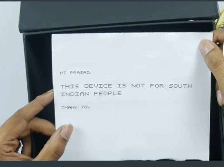 AshokAsh2305's tweet photo. #DearNothing
India means not only Hindi. There are many languages and many regions in India. 
Is South India people are not the part of India?
This is very ashamed.
You are manufacturing your product in South India, but this device is not South Indian people!
@iamprasadtech https://t.co/xqp98W3pGe