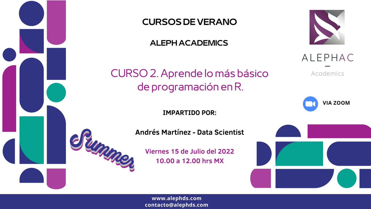 Escuchamos a los participantes del curso y vamos apoyarlos en introducirlos a R.
Inscripción:lnkd.in/gdHCG4Cq
Nos pueden escribir a: contacto@alephds.com
#datascience #data #dataanalytics #programming #cursogratis #analytics #insightsanddata