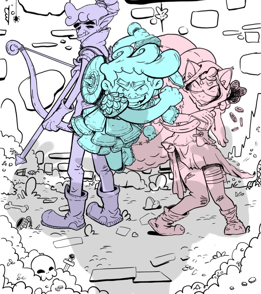_SpaceBones's tweet photo. For #PortfolioDay I’m trying something different ~ Hi, I’m Kosmo &amp; I’m a comic artist that’s rebuilding my portfolio!

I adore clean lines, round shapes, &amp; exciting characters. I’d love to work on silly MG adventure comics, so HMU!

📧 3thanxp@gmail.com
💻 https://t.co/xAVVhDowJZ https://t.co/UlIgXUW8b0