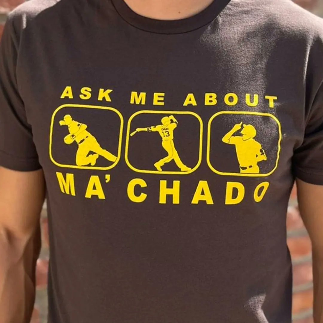 Here's one for you too gents!  The floor is open for questions😜

#askmeaboutmachado #showmeyourchado #showmeyourtatis #SanDiego #baseball #tshirt #ALLSTARGAME2022 #playonwords