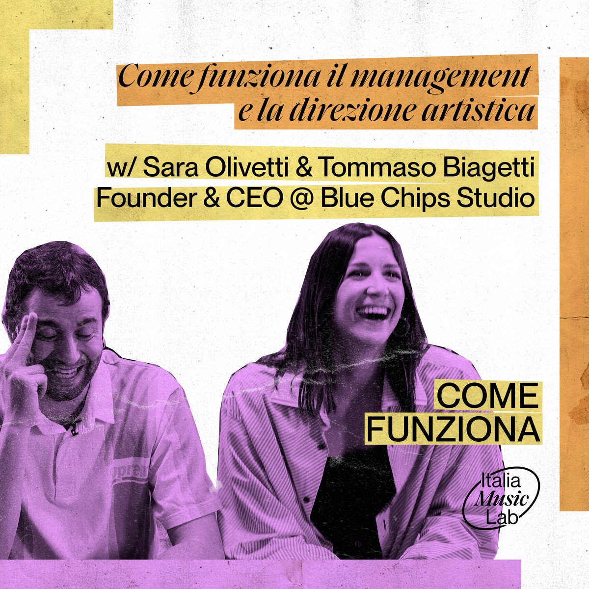 italiamusiclab's tweet photo. Cosa fa un/una manager? Che tipo di rapporto c'è tra manager e artista? 🎧
Abbiamo parlato di questo e molto altro con Sara Olivetti e @Tommybiagetti - Founder e CEO di #BlueChipsStudio, ospiti del prossimo episodio di #comefunziona, fuori lunedì h.14▸ https://t.co/eIxIIodHMZ https://t.co/5Yzaf7kNXO