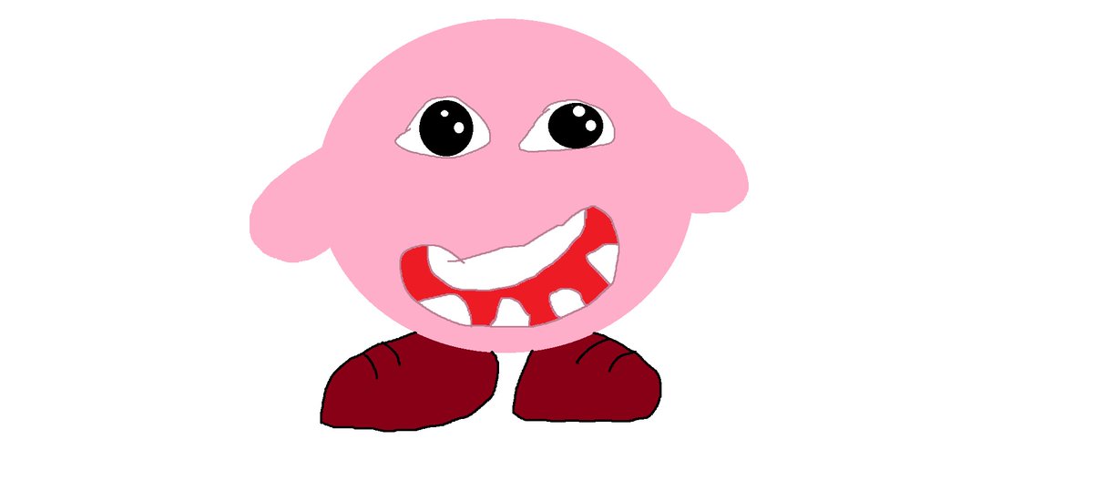 The_Grunkle's tweet photo. So, I thought it would be funny to draw Kirby from memory on paint with blurry vision (after a hospital eye test) last night. I think I have summoned a demon...I am so, so sorry.

Why did I give him teeth?.....why did I do any of it? https://t.co/OXm7ErVXlP