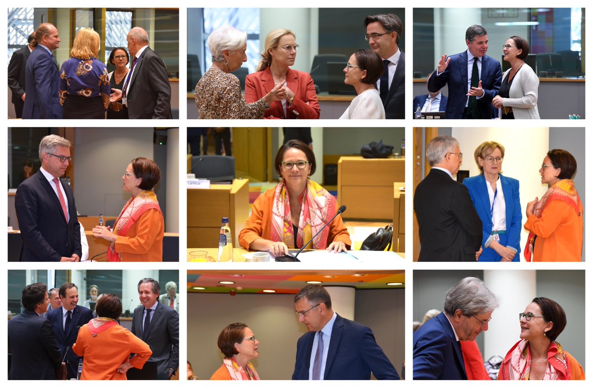MinFinLux's tweet photo. Impressions of two days in Brussels 🇪🇺 where Minister of Finance @Yuriko_Backes  was at the #Eurogroup and #ECOFIN. Find the press release here: https://t.co/9GrBez2DGK https://t.co/iZKl0YudTT