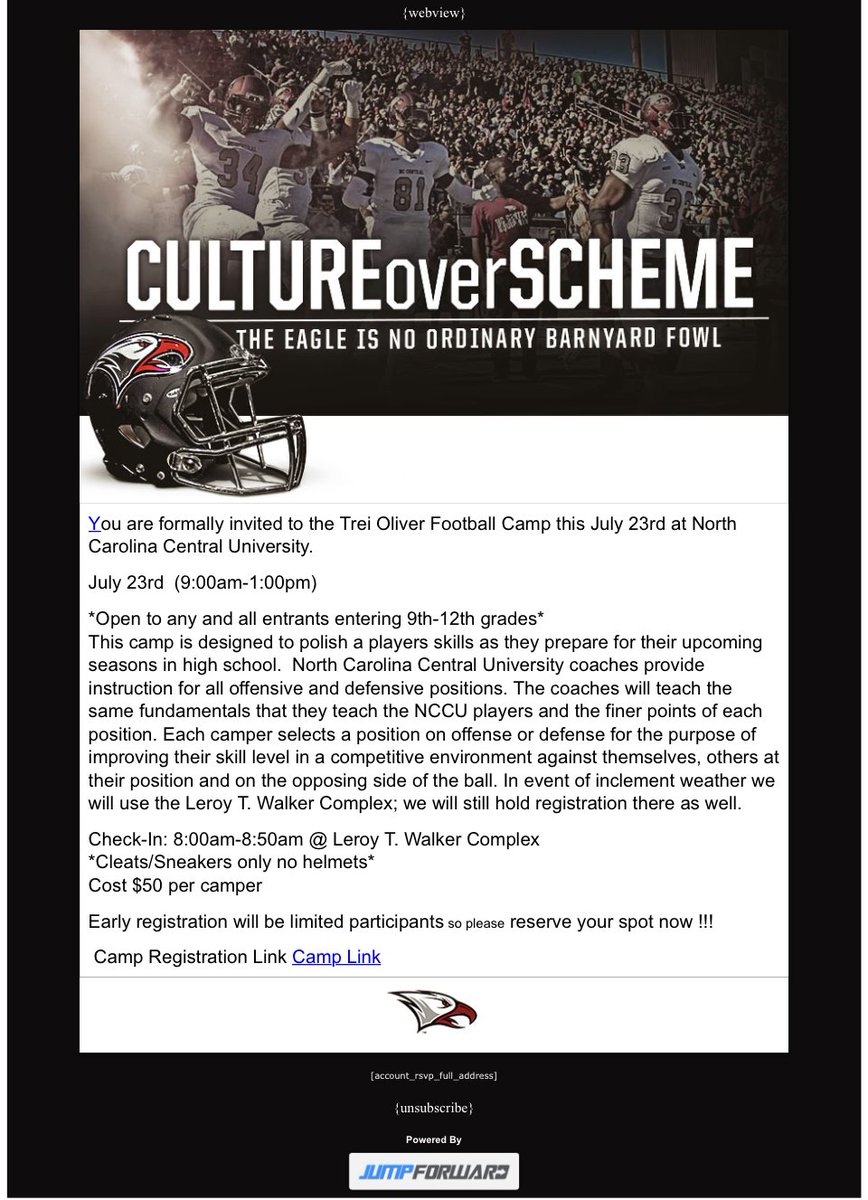 Connor Theriault (@connortfootball) on Twitter photo Thx <a href="/CoachTOliver/">Trei Oliver</a> & <a href="/NCCU_Football/">NC CENTRAL FB | 🦅🏆🦅</a> for the invite🔥
@RWrightRivals <a href="/CoachKurtHines/">Coach Hines 🇺🇸</a> <a href="/elevenbravo138/">Bill Carroll</a> <a href="/SaintsNashville/">Lyfe Coach</a> <a href="/BigFaceSportss/">BigFaceSports, (Recruiting & Scouting)</a> <a href="/CoachP_eterson/">Coach P 🍎🏈📚🎓CoachesHelpingCoaches</a> <a href="/CoachBJones95/">Bobby IndianaJones </a> <a href="/ODFBall/">Offense🏈Defense</a> <a href="/AfnfR/">AFNF RECRUITING</a> <a href="/HSFBamerica/">High School Football America</a> <a href="/pepman704/">Matt Morrow</a> <a href="/scoutSMART_/">scoutSMART®</a> <a href="/coachchaney96/">James Chaney</a> <a href="/SCSportsSource/">SC Sports Source</a> @PalmettoPrepsSC <a href="/scan1ansports/">ꜱᴄᴀɴʟᴀɴ ꜱᴘᴏʀᴛꜱ™️</a> Thx <a href="/CoachTOliver/">Trei Oliver</a> & <a href="/NCCU_Football/">NC CENTRAL FB | 🦅🏆🦅</a> for the invite🔥
@RWrightRivals <a href="/CoachKurtHines/">Coach Hines 🇺🇸</a> <a href="/elevenbravo138/">Bill Carroll</a> <a href="/SaintsNashville/">Lyfe Coach</a> <a href="/BigFaceSportss/">BigFaceSports, (Recruiting & Scouting)</a> <a href="/CoachP_eterson/">Coach P 🍎🏈📚🎓CoachesHelpingCoaches</a> <a href="/CoachBJones95/">Bobby IndianaJones </a> <a href="/ODFBall/">Offense🏈Defense</a> <a href="/AfnfR/">AFNF RECRUITING</a> <a href="/HSFBamerica/">High School Football America</a> <a href="/pepman704/">Matt Morrow</a> <a href="/scoutSMART_/">scoutSMART®</a> <a href="/coachchaney96/">James Chaney</a> <a href="/SCSportsSource/">SC Sports Source</a> @PalmettoPrepsSC <a href="/scan1ansports/">ꜱᴄᴀɴʟᴀɴ ꜱᴘᴏʀᴛꜱ™️</a>