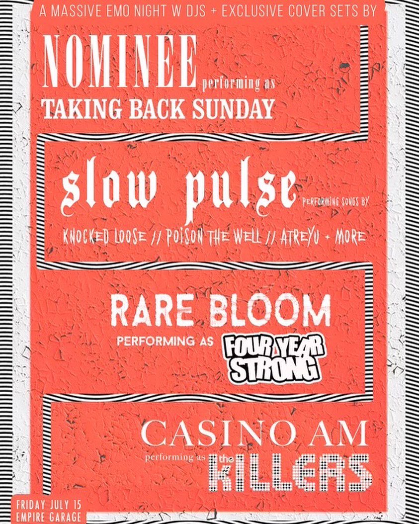 Every now and then we like to have some fun. Playing a full set of TBS songs this Friday at @empireatx. Barn burners only. We’ll see you there along with @casino_am @rare_bloomband and <a href="/slowpulsetx/">SLOW PULSE</a>. Don’t miss it, poser.