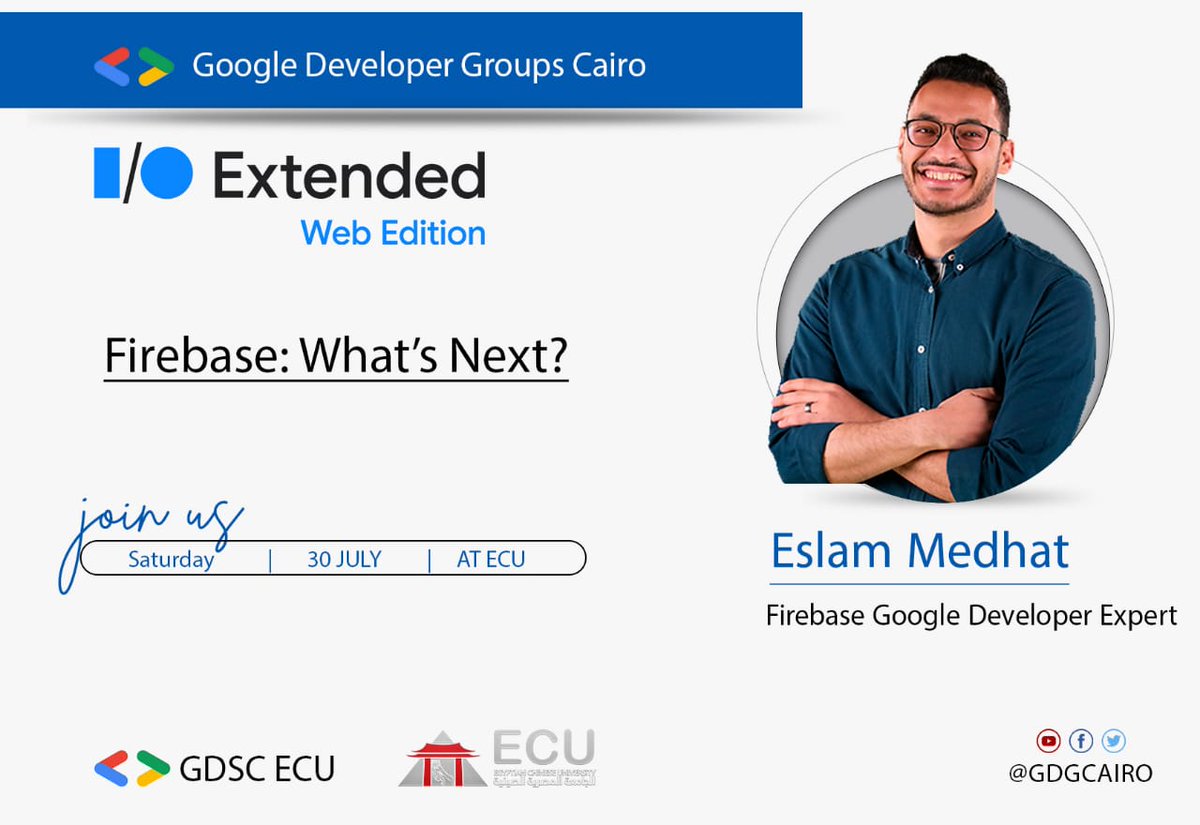 GDGCairo's tweet image. So It&apos;s time to introduce our Next Speaker  

@madahetooo is a Google Developer Expert in Firebase.

Eslam will take us in a journey to tell us about what&apos;s the next in Firebase.

Registration Link:👇
forms.gle/vT5LBh11HAZi19…

#GDGCairo #IOExtendedWebEdition #IOExtended22Cairo