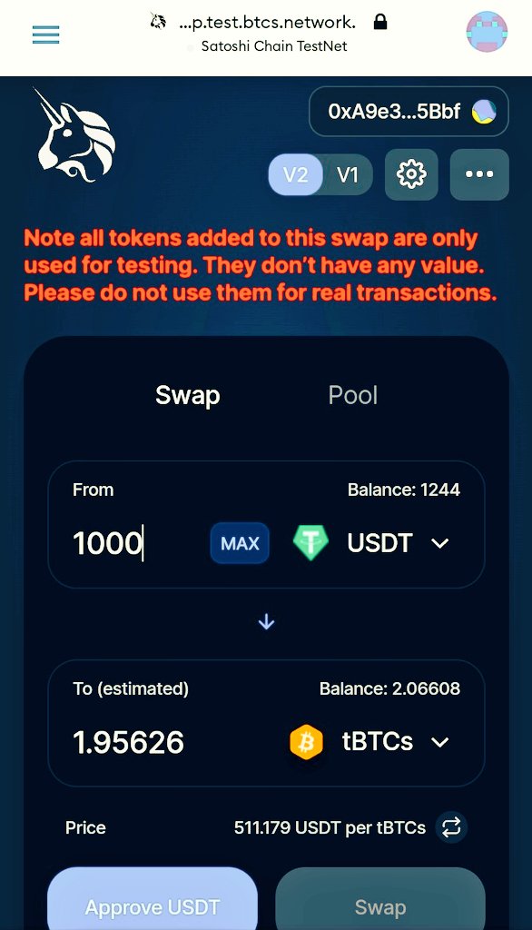 1 tBTCs = 511.179sUSDT 
(testnet prize) 👆
Let's keep on participating on testnet to familiarize with our wallet operations and prevent the risk of asset loss due to improper operation on the MainNet. 
#BTCs #CoreDAO #TestNet