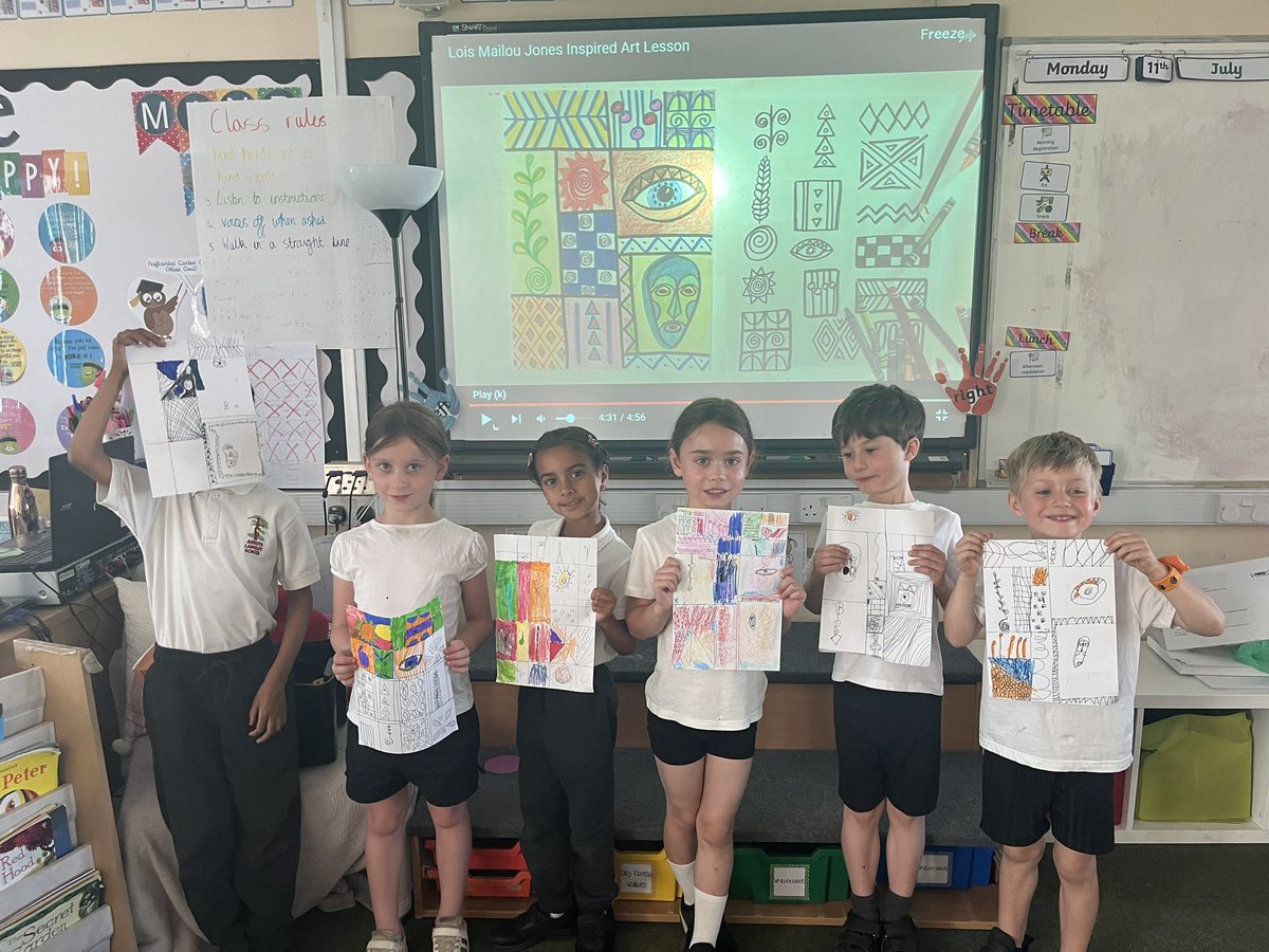 MissJohnALS's tweet photo. During art day yesterday, we did an artist study on Louis Mailou Jones and created some art inspired by her! @Miss_Goldman2 https://t.co/PglUdbfGdg