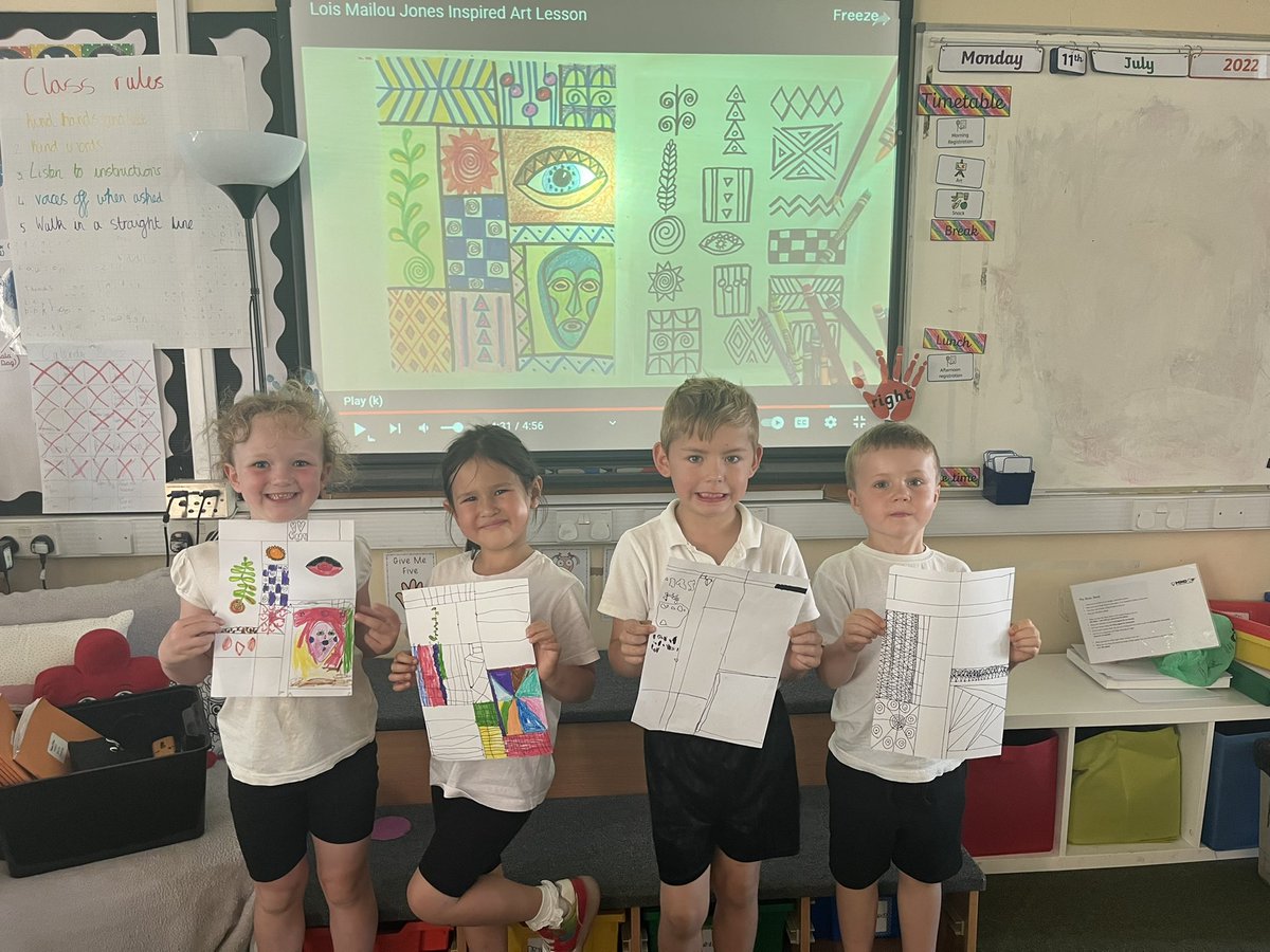 MissJohnALS's tweet photo. During art day yesterday, we did an artist study on Louis Mailou Jones and created some art inspired by her! @Miss_Goldman2 https://t.co/PglUdbfGdg