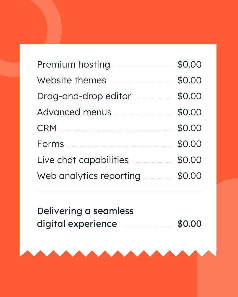 Imagine you have $0 to build a website that delivers a seamless digital experience for your customers. 

Sound impossible? Not to us. 

Meet Free CMS Tools, powered by CRM. Empower your teams to build a powerful, secure website, free of charge.
hubspot.com/products/cms-f…