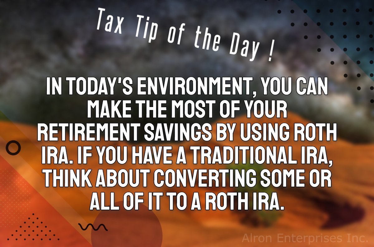 AlronInc's tweet photo. Alron will help you make smart financial decisions. He'll even help you convert your traditional IRA to a Roth IRA.
#taxtiptuesday https://t.co/hRmsMr36tX