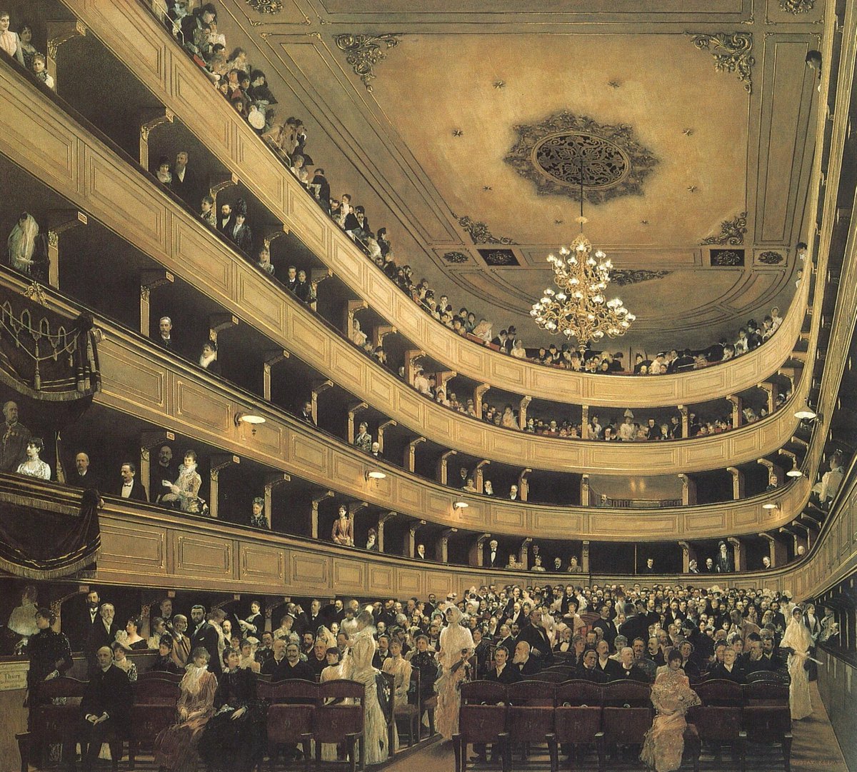 Auditorium of the old Burgtheater by Gustav Klimt (1888)