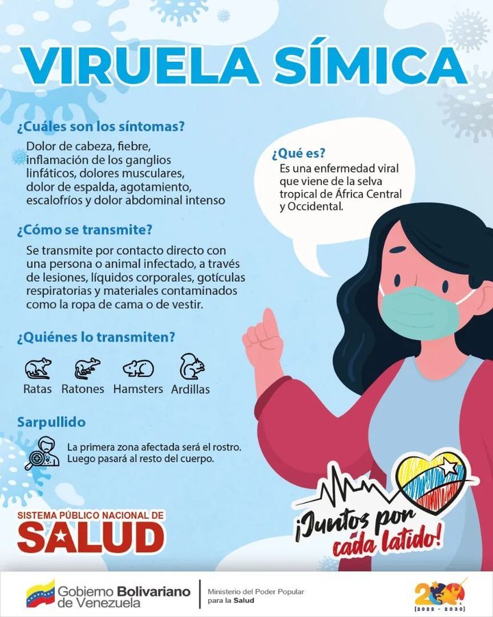🇻🇪 INFÓRMATE:  
¿Cómo se contrae la Viruela Símica?
¿Qué es?
¿Cómo se transmite?
¿Cuáles son los síntomas?

No te alarmes y toma precauciones. Juntos vencemos las dificultades. 

#JuntosPorCadaLatido❤️ 
#PorUnSeguroMásSocial