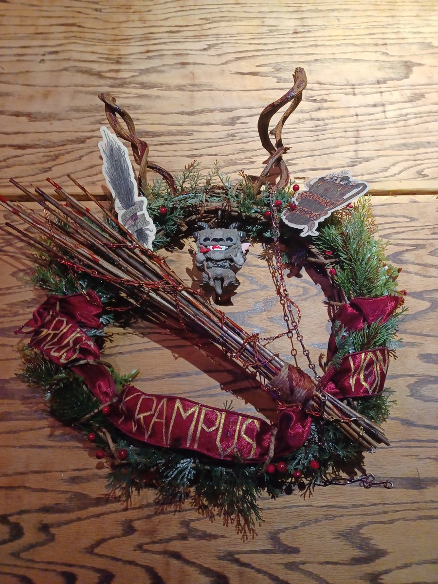 Krampus in July is this Friday 7/15 at 7pm! @aligoreyart is helping us get in the Krampus in the spirit with these stickers and wreath! Join us and @environmentalencroachment for a neighborhood parade. We will be popping by @bucketoblood and a few other neighbors!