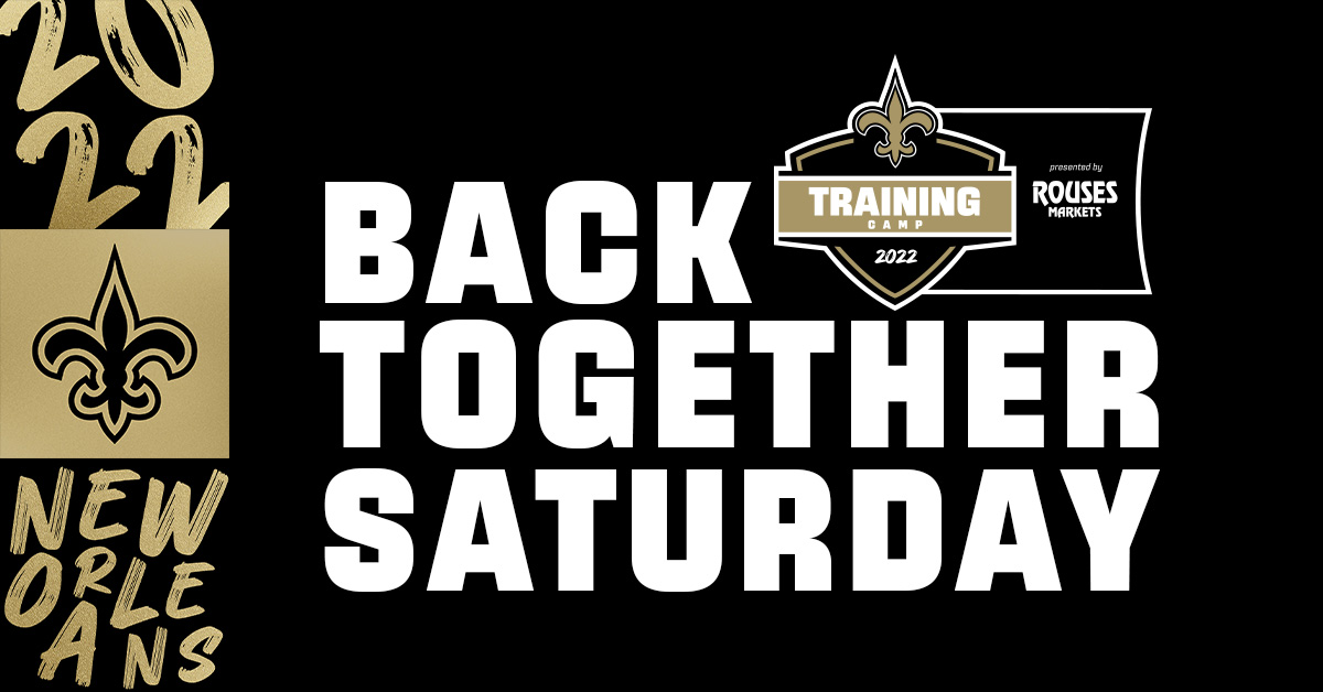 Saints announce the schedule for 2022 Training Camp presented by @RousesMarkets! The team will hold its first practice in front of fans on Saturday, July 30 at 9 am as part of the NFL's 'Back Together Saturday' initiative More Info: neworlns.co/Camp2022 #SaintsCamp