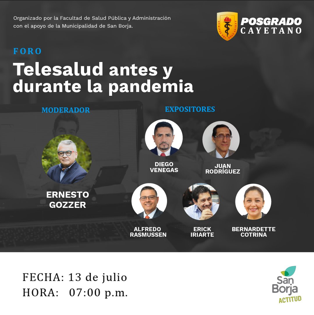 faspaupch's tweet photo. Te invitamos al Foro: Telesalud antes y durante la pandemia.
� Fecha: Miércoles 13 de julio
� Hora: 7pm
� Regístrate: https://t.co/TqmTE645cE
#FASPA #Telesalud #UPCH #SanBorjaEsActitud https://t.co/GQINKUt4wp