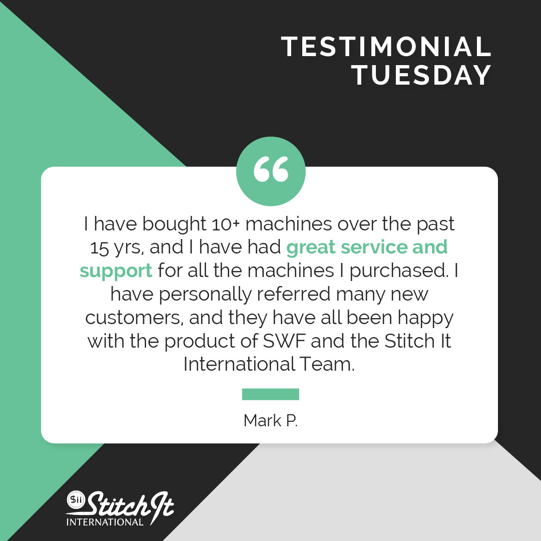 Stitch_it_Intl's tweet photo. Service and support you can count on and machines you're sure to love. ❤️ #TestimonialTuesday https://t.co/IiqSXbDf54