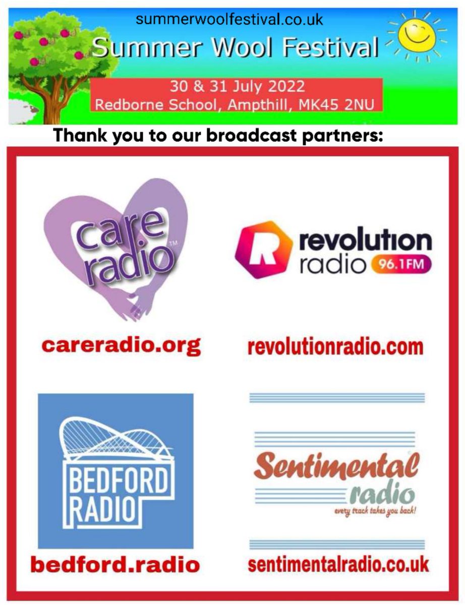 🔊As the excitement builds as we get ever closer to Summer Wool Festival, we would like to thank our broadcast partners for promoting the show on these great radio stations: