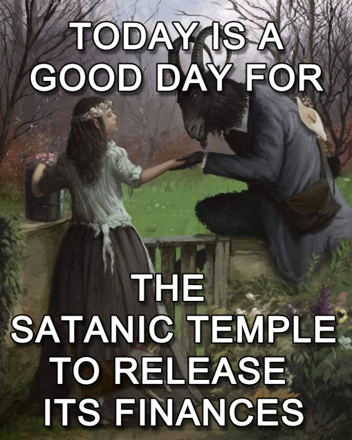 QueerSatanic's tweet photo. "Today is a good day for The Satanic Temple to release its finances." https://t.co/jCK2t5YOw2