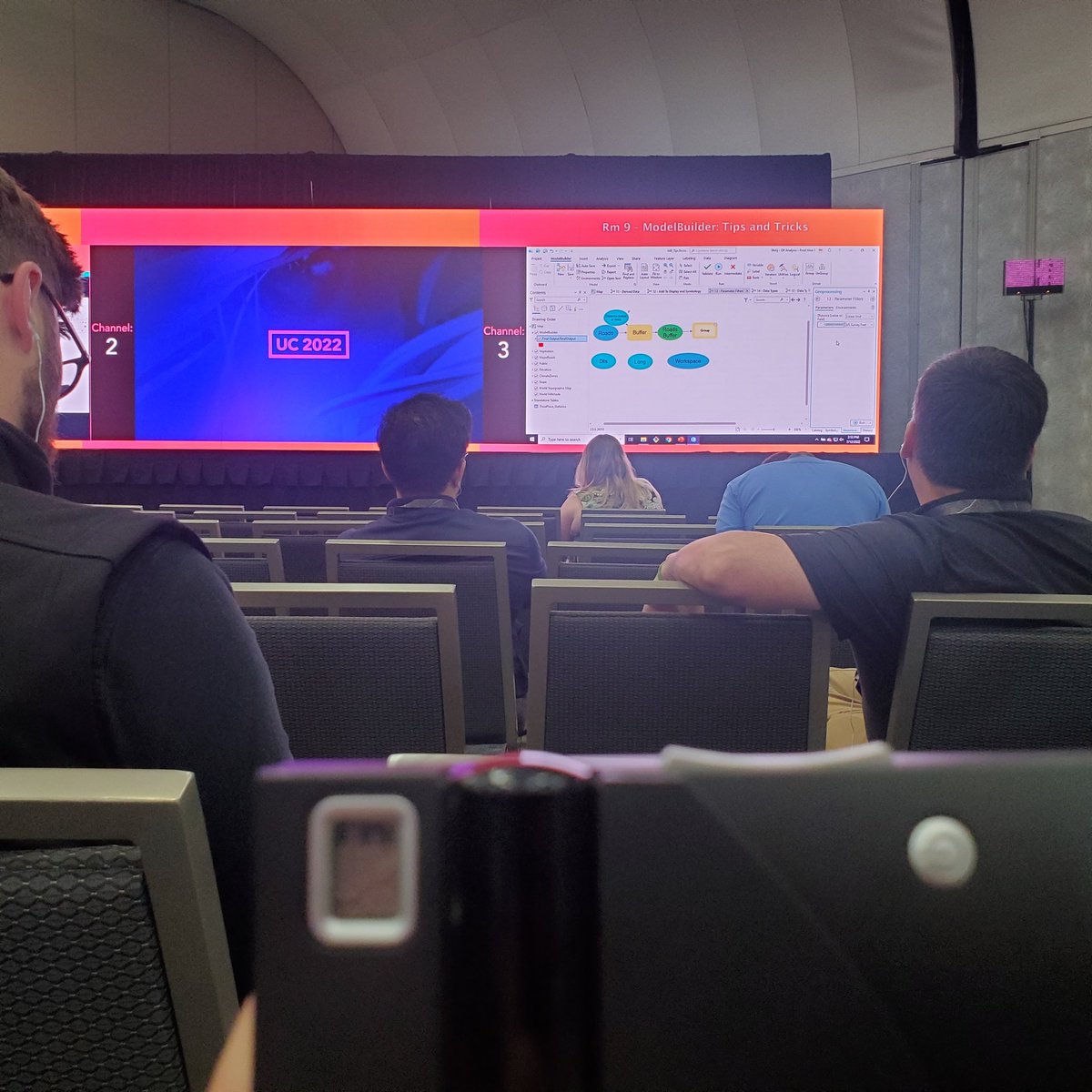 Model Builder tips and tricks overflow room. Good option. Answering questions for candy...Oh yeah! 🍬 #automateit #esriuc2022