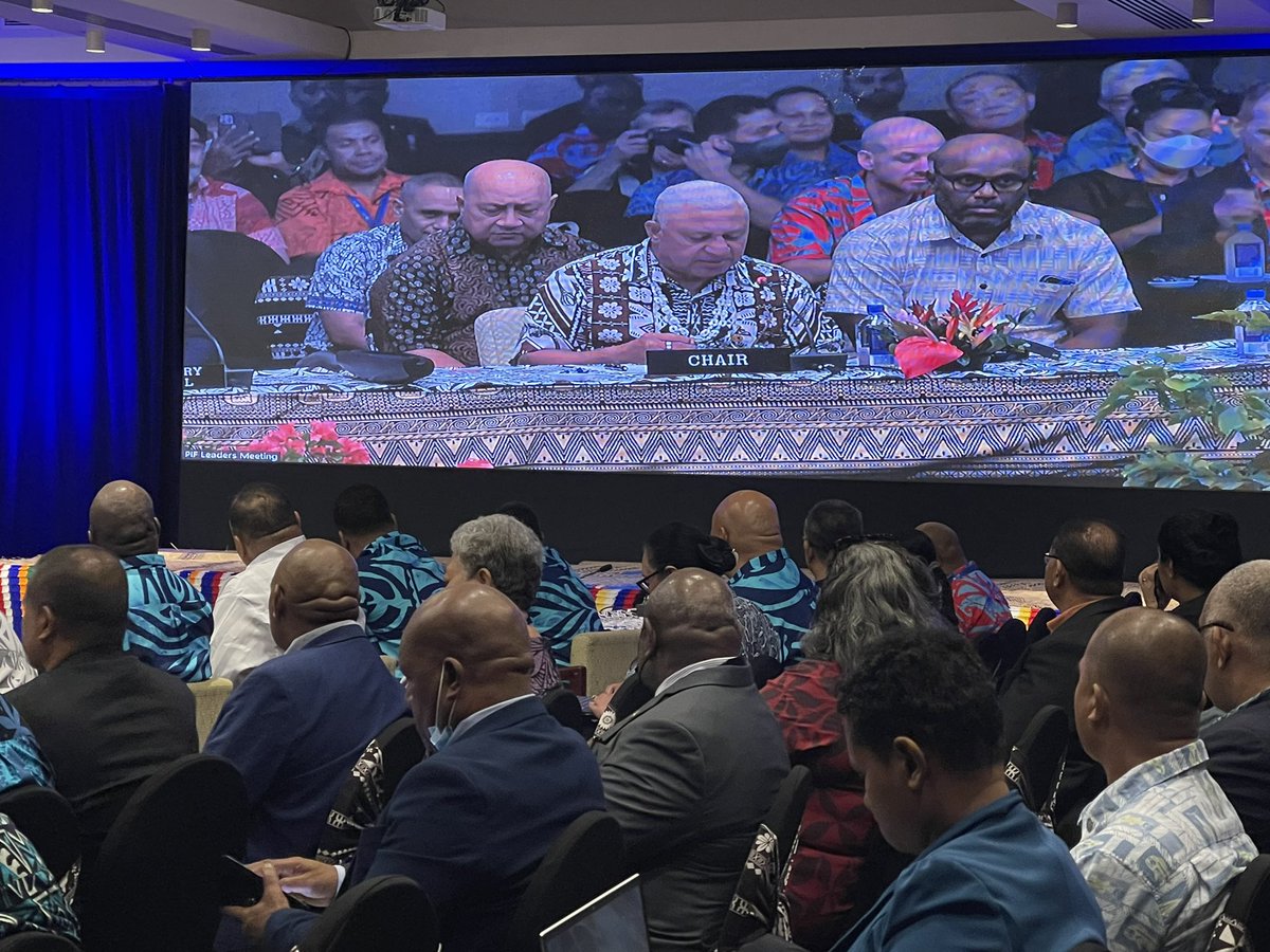 ForumSEC's tweet photo. We have welcomed the USA back into the Paris Agreement, and we are proud to welcome you here today- @FijiPM Bainimarama marks milestone moment as US Vice President @VP Kamala Harris speaks on US Pacific priorities. #PIFLM51 #UStreaty https://t.co/LDbwaeljhS