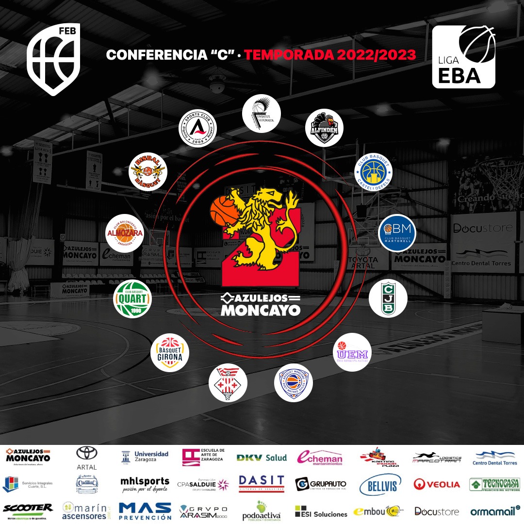 cbzaragoza's tweet photo. Rivales de nuestro @AzulejosMoncayo CBZ de #LigaEBA temp 22-23:

◾ @AlfindenCB
◾ @uemataro
◾ CB Agora Portals
◾ @BBA_Castell
◾ @Penya1930
◾ @QuartCB
◾ @cbjllucmajor_
◾ @BasquetGirona
◾ @CB_Martorell
◾ @cbboetmaresme
◾ @CBAlmozara
◾ @bisbalbasquet
◾ @ClubBasquetVic https://t.co/NTUsl5jsx8