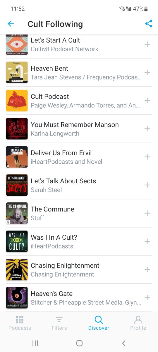 ChasingLightPod's tweet image. Thrilled to be on this list of podcasts about #cults from @pocketcasts, alongside so many of our personal favs! Just recently discovered what a great app they are for helping to curate good content.