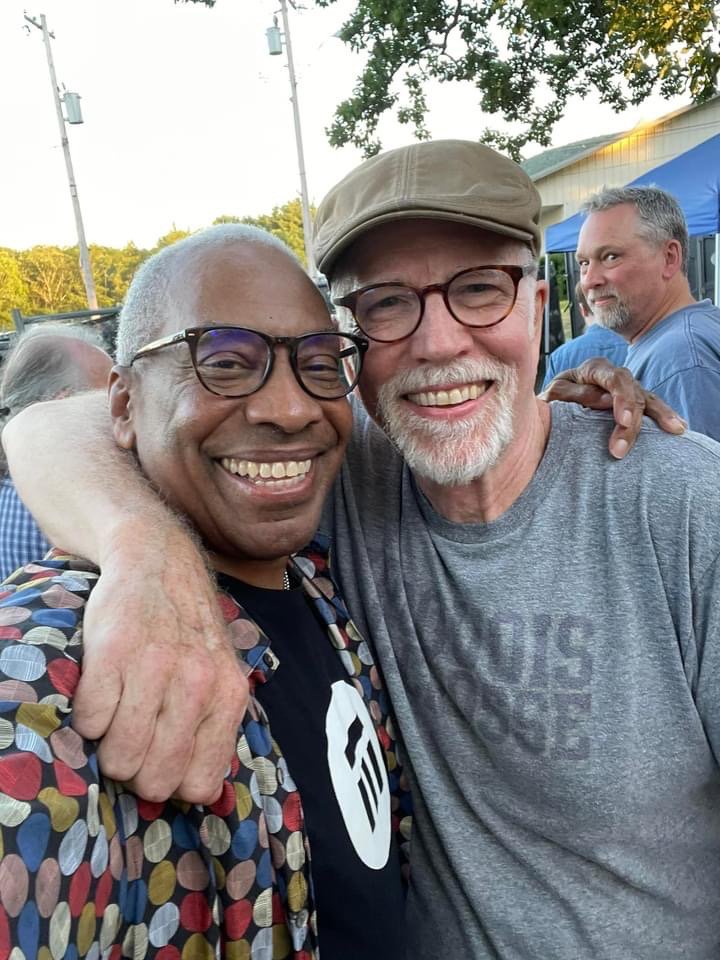 Two proud Local 1000 members, <a href="/mccutcheonfolk/">John McCutcheon</a> (John McCutcheon) and @Regmusicman (Reggie Harris) enjoying some solidarity and friendship #afmLocal1000 #UnionStrong #travelingmusiciansunion