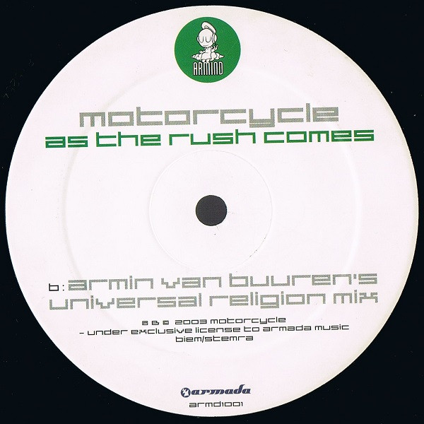 One of our favourite trance records of all time, this is Motorcycle (<a href="/GabrielNDresden/">Gabriel & Dresden</a> and <a href="/Official_JES/">JES</a> ) 'As the Rush Comes (<a href="/arminvanbuuren/">Armin van Buuren</a>'s Universal Religion Mix)' [Armind / <a href="/positivarecs/">positivarecs</a> ] from the year 2003. #ASOE180