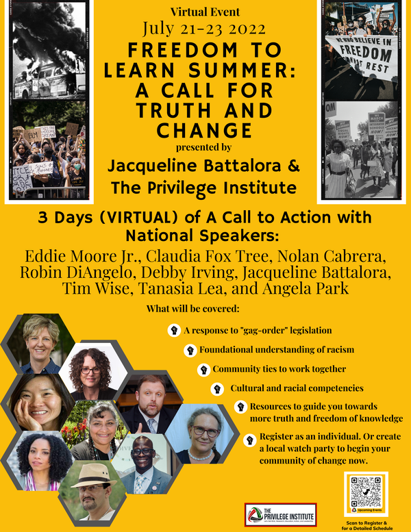 got_privilege's tweet photo. 3-Day virtual even - #FreedomToLearnSummer an education experience addressing gag order legislation and providing resources and foundational understanding of race in the 21st Century for community action.
Register Today: https://t.co/OJk8k1f6zH
#MooreAction #JusticeInTruth https://t.co/2TN8IWEQpZ