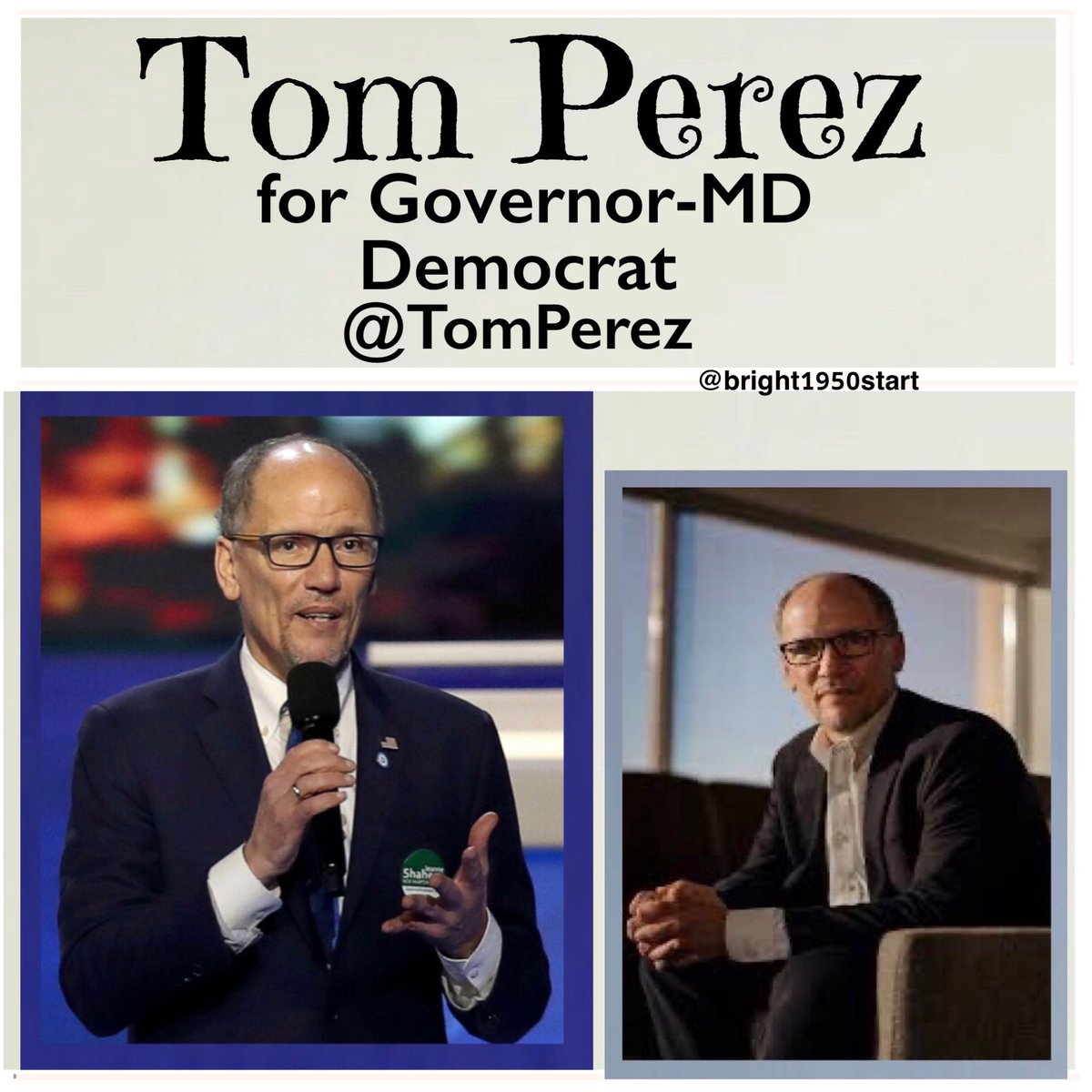 Tom is the son of immigrants from the Dominican Republic. He grew up in Buffalo where he learned the values of a union town: hard work, integrity &amp; service

Tom Perez for Governor-MD
<a href="/TomPerez/">Tom Perez</a>
secure.actblue.com/entity/fundrai…

#DemVoice #LiveBlue2022 #ONEV1 #BlueDot
#ResistanceUnited