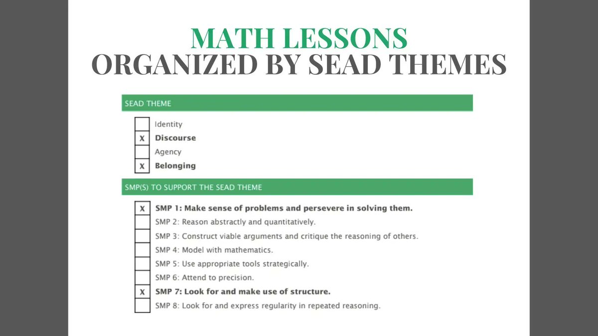 What does it mean to use math lessons with #SEAD themes? Explore this collection! Then choose one to use with students, or create your own after seeing these examples: bit.ly/361eGeg #SEL #mathchat