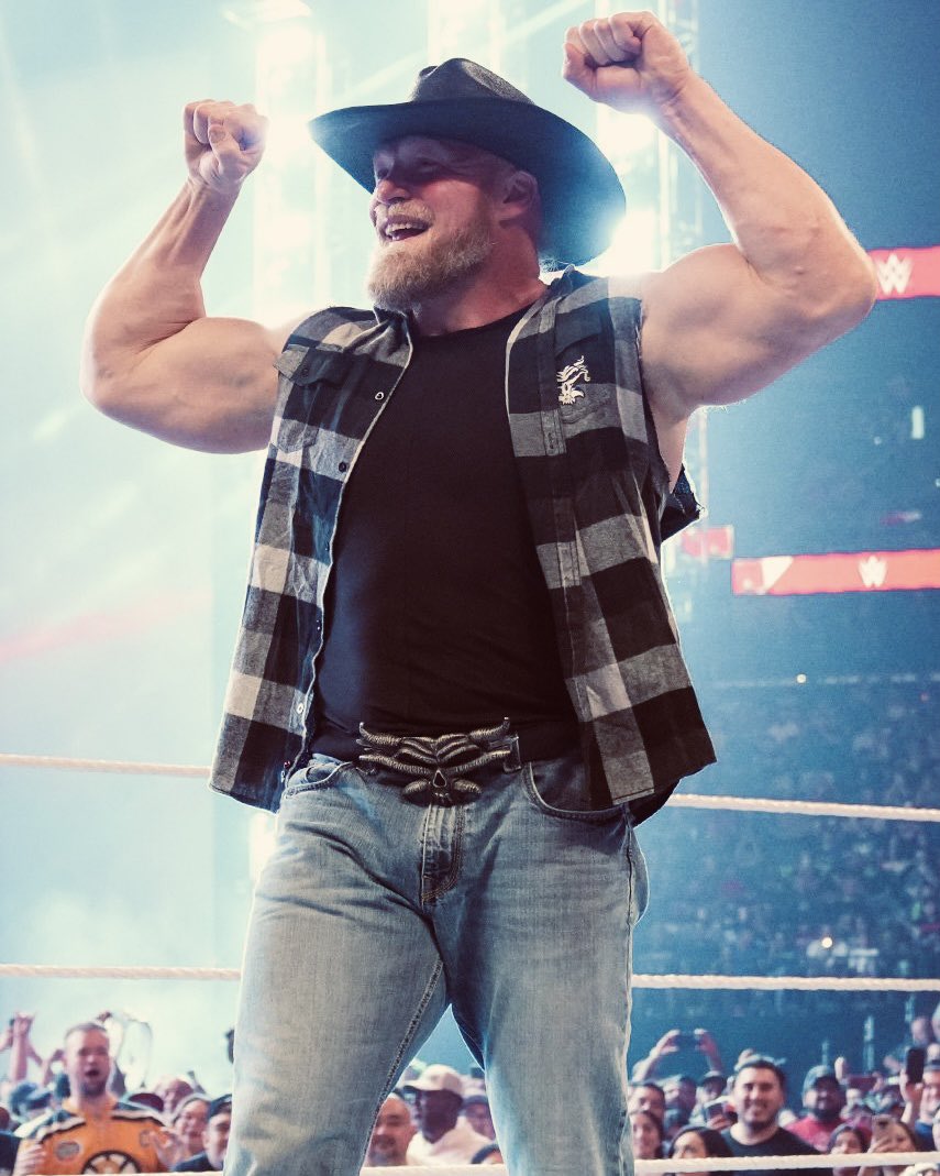 BRWrestling's tweet photo. Brock Lesnar turns 45 today 🤠

The Beast still going strong. https://t.co/DXIOVcgjeZ