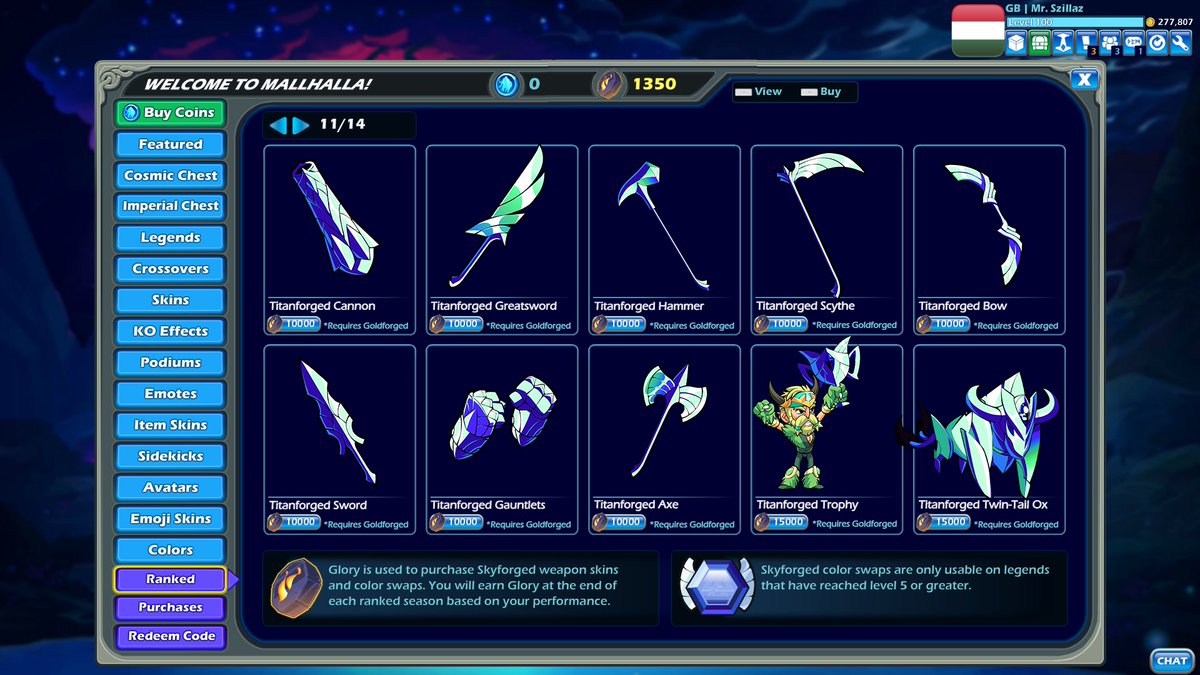 MrSzillaz's tweet photo. I made a new tier of ranked rewards, I call these "Titanforged"
Follow, Retweet, Comment your setup and I'll make it in Titanforged. #Brawlhalla @Brawlhalla @ProBrawlhalla https://t.co/hQoo9zXOxk