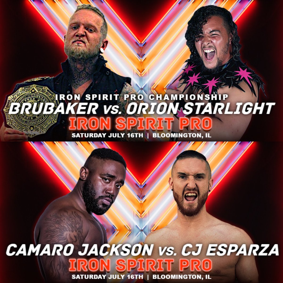 sitdownmarks's tweet photo. It’s @IronSpiritPro Week! Biggest Show of the Summer this Saturday 7pm! Don’t Wait to Get Tickets! 🎟 https://t.co/F22SQ1Ko1n #Bloomington #IL #Wrestling #IronSpiritPro #CI #Blono #Normal #StationSaloon https://t.co/qcJLddeFgH