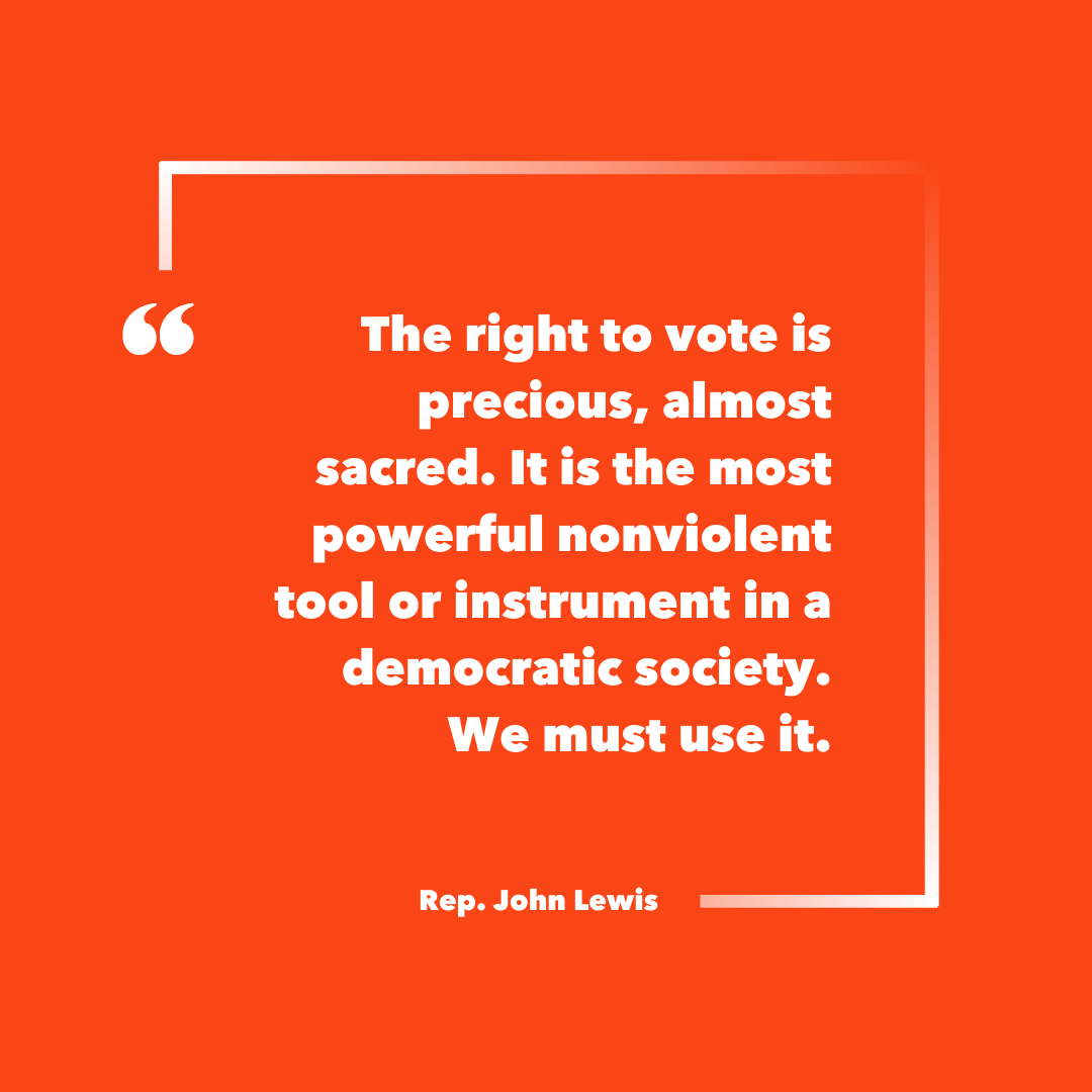 As we approach the anniversary of John Lewis's passing, we want to remind you that voting in *every* election is important, from your local school board to the Senate. Find out if you're registered to vote (or get registered to vote) here: vote.civicnation.org/register/ywca/