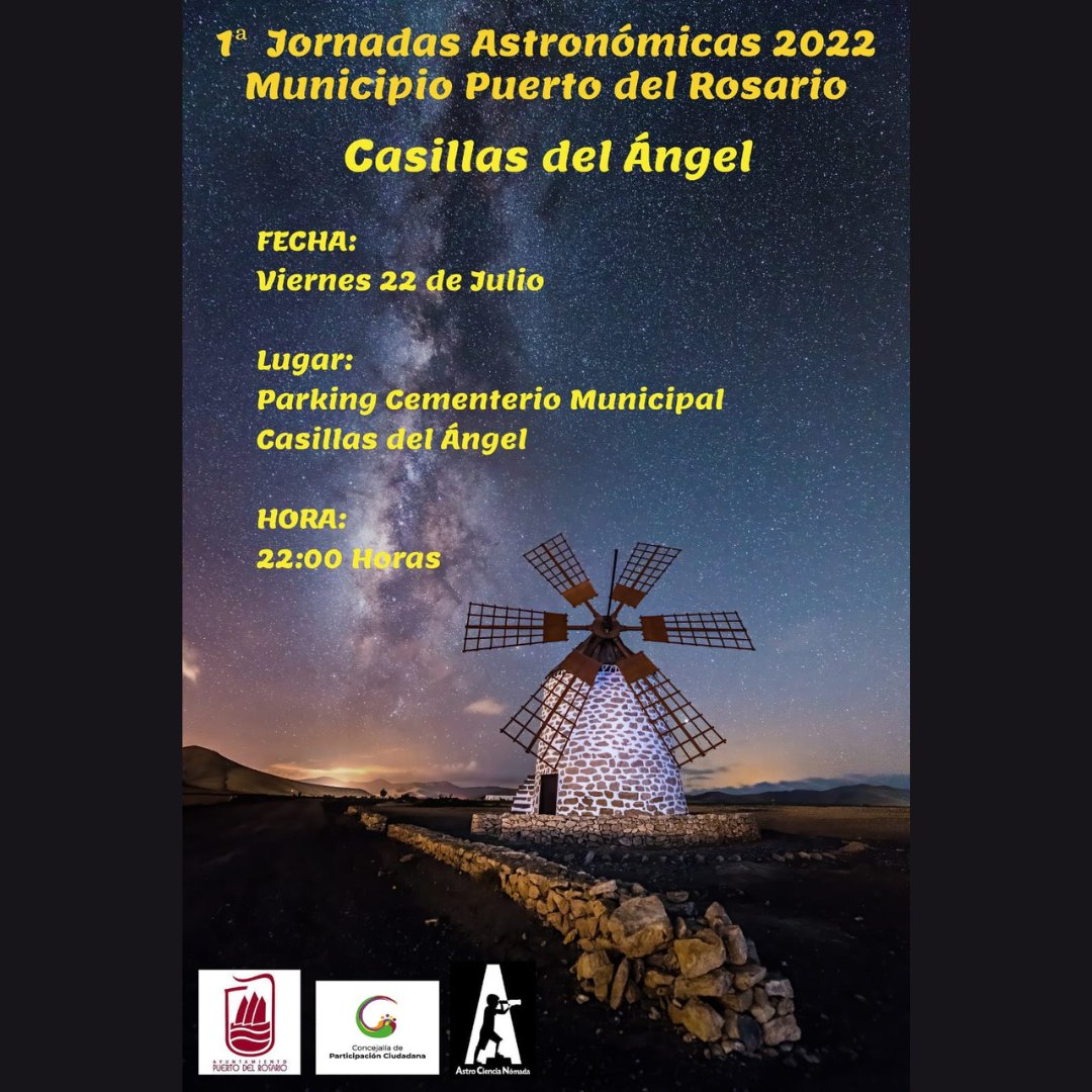 🔭Primera parada: #CasillasdelAngel 

🌠Anímate y participa. Descubre un mundo lleno de estrellas 🌟😉

<a href="/PuertoRosario/">Ayuntamiento de Puerto del Rosario</a> 

#astronomia #pueblosybarrios #PuertodelRosario #Fuerteventura #estrellas #cielo