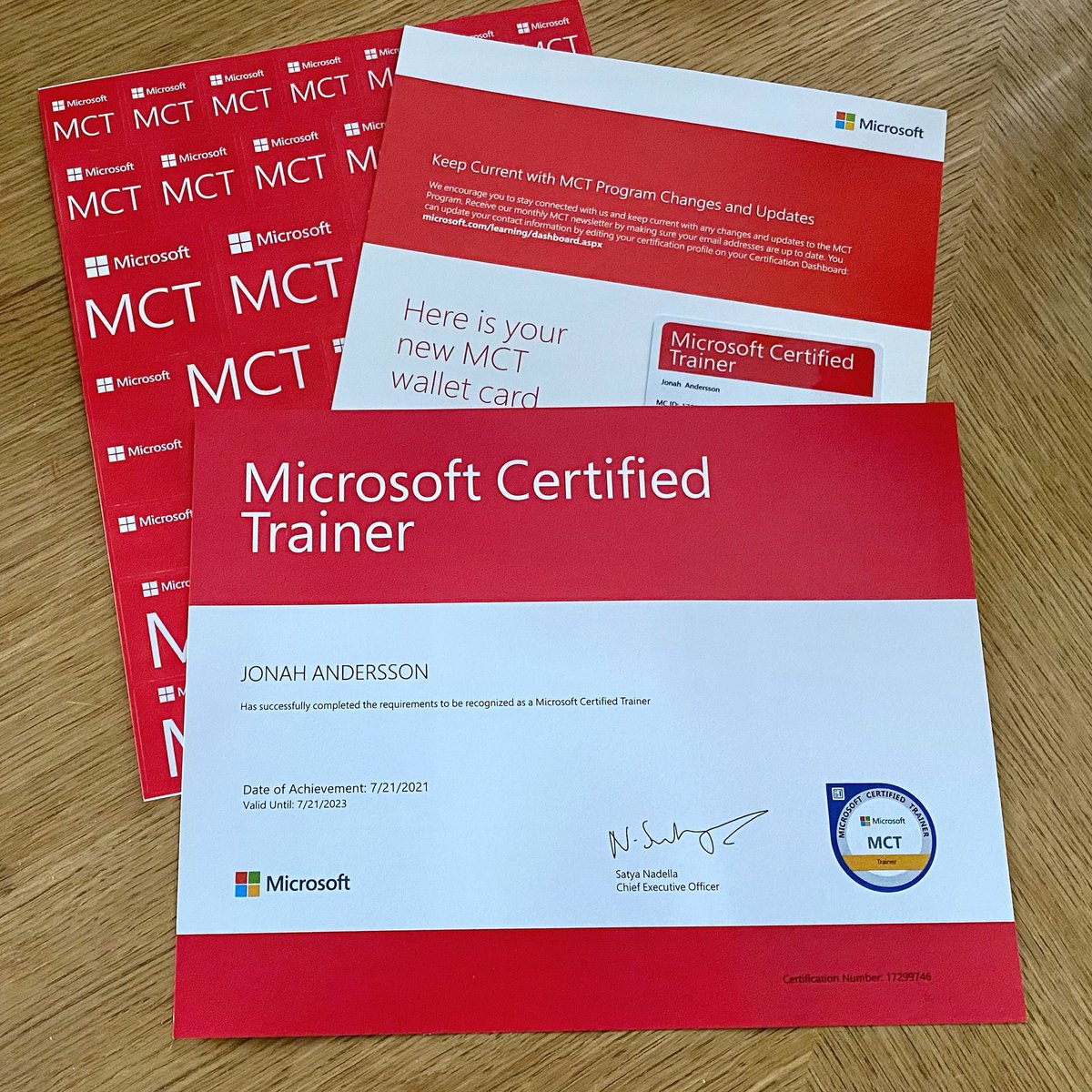 cjkodare's tweet photo. Received my new Microsoft Certified Trainer certificate and wallet card today. Thanks #Microsoft and the MCT program! 🎉

I’m more inspired to keep learning, keep sharing, and keep teaching! 

#microsoftcertifiedtrainer #thankful #microsoft #azure #techtrainer #mctcommunity https://t.co/6bQ31UfK8q