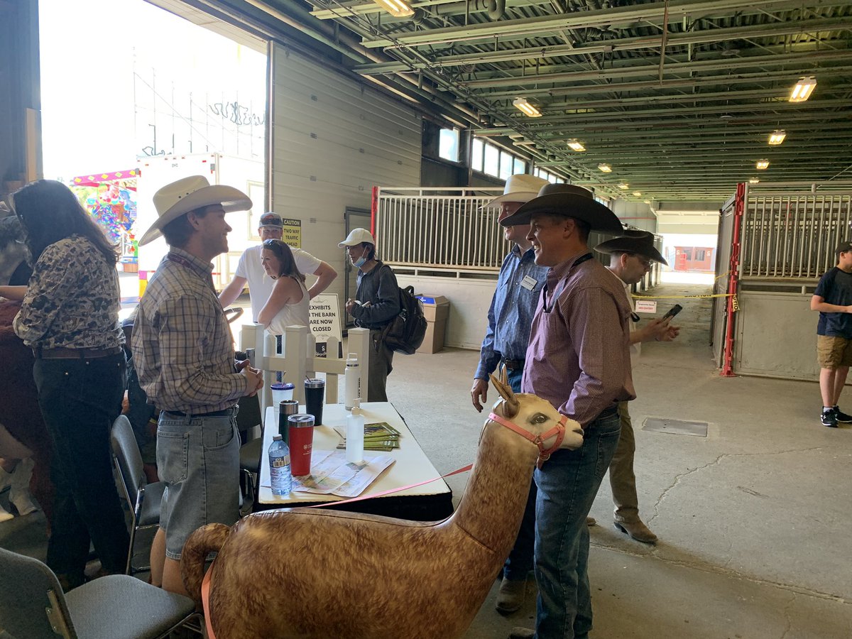 NateHornerAB's tweet photo. Great to visit the barns and meet with @ucalgaryvetmed students and Jordie Fike today at Stampede.

Veterinary medicine is a vital part of our rural economy, and more Alberta-trained vets is a big win for our livestock industry. https://t.co/JABvT8u1lE