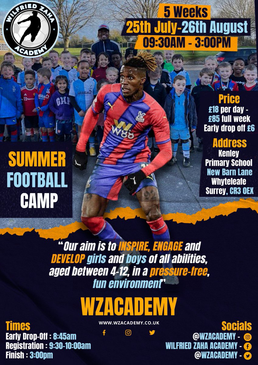 wzacademy's tweet photo. 🚨 COMPETITION TIME 🚨

⚡️⚽️ WIN A SIGNED @wilfriedzaha SHIRT!

To enter: 
1️⃣ Follow this account ✅
2️⃣ Like this post! ❤️
3️⃣ Retweet this post! ↪️

7 days to enter. 

☀️SUMMER FOOTBALL CAMP IN CROYDON! LIMITED SPACE AVAILABLE, BOOK NOW: https://t.co/YyNMvMHJyO☀️

#wzacademy https://t.co/VFlN4zgNdn
