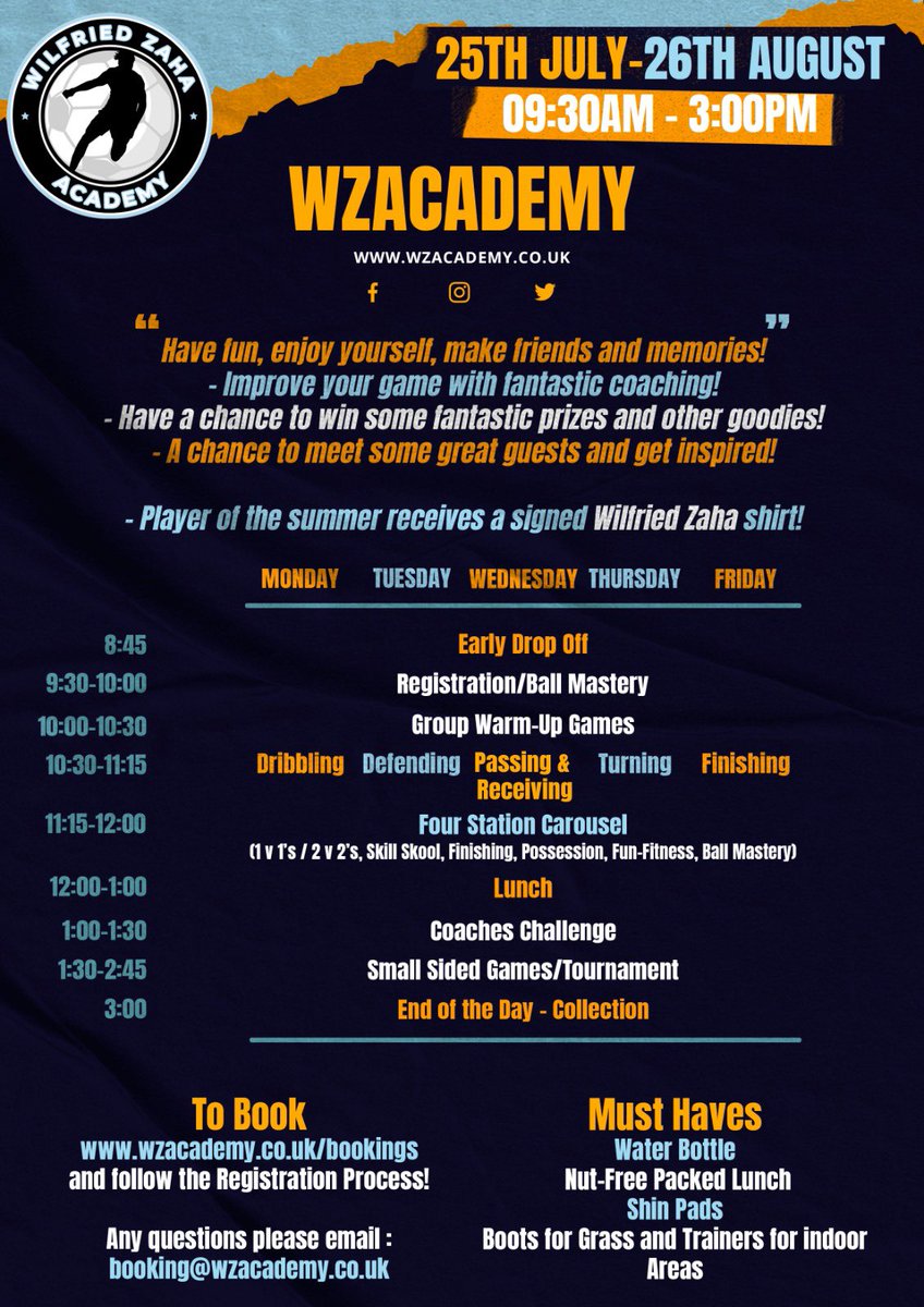 wzacademy's tweet photo. 🚨 COMPETITION TIME 🚨

⚡️⚽️ WIN A SIGNED @wilfriedzaha SHIRT!

To enter: 
1️⃣ Follow this account ✅
2️⃣ Like this post! ❤️
3️⃣ Retweet this post! ↪️

7 days to enter. 

☀️SUMMER FOOTBALL CAMP IN CROYDON! LIMITED SPACE AVAILABLE, BOOK NOW: https://t.co/YyNMvMHJyO☀️

#wzacademy https://t.co/VFlN4zgNdn