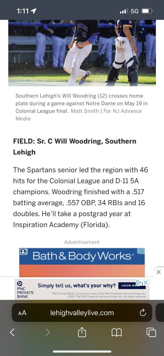 WillWoodring1's tweet photo. Thank you @lehighvalley for naming me first team all area. https://t.co/ry1mWTbJT5