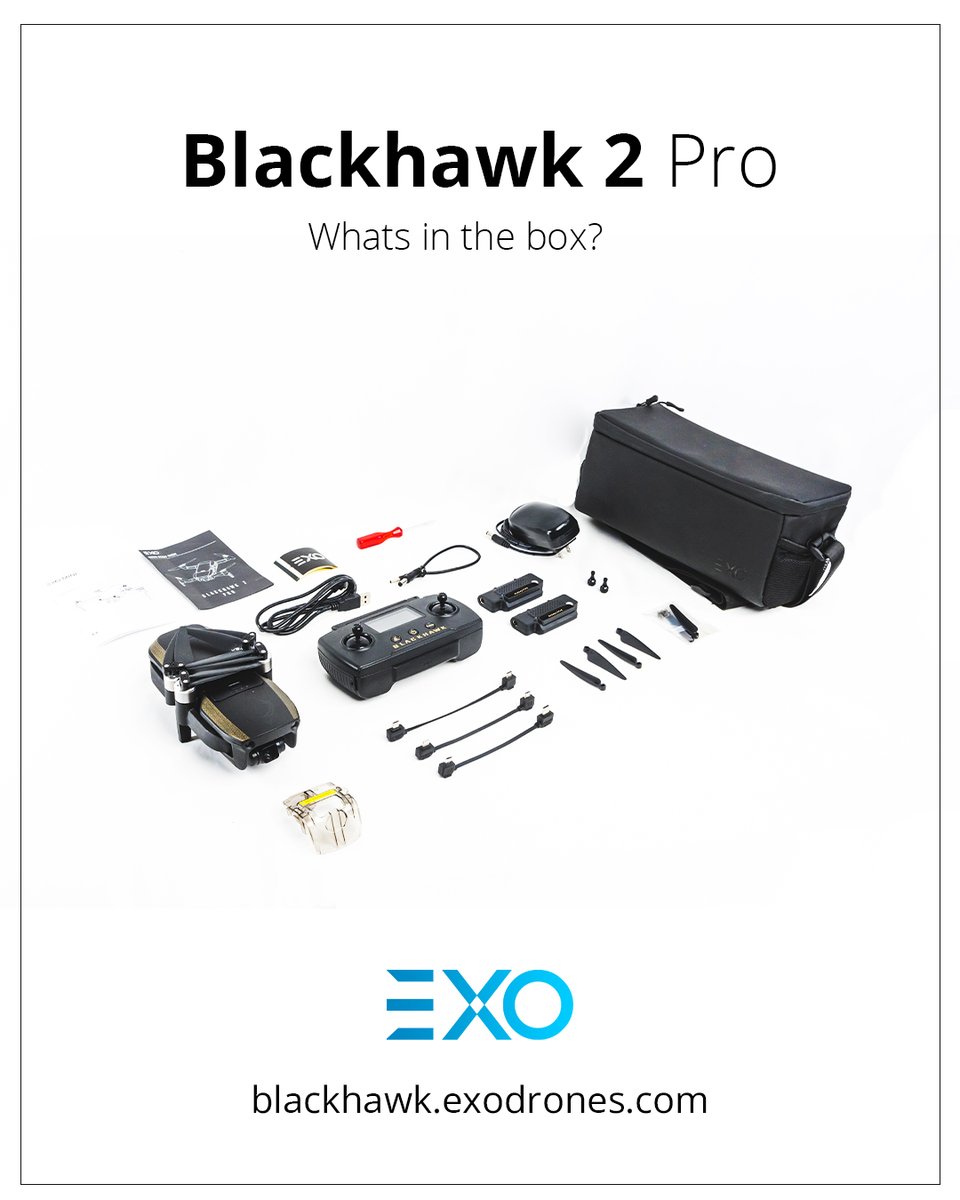 DronesExo's tweet photo. Wondering what comes in the box with your Blackhawk 2? Check it out. https://t.co/E4XrWEeMB9 https://t.co/s6O9m5APnR