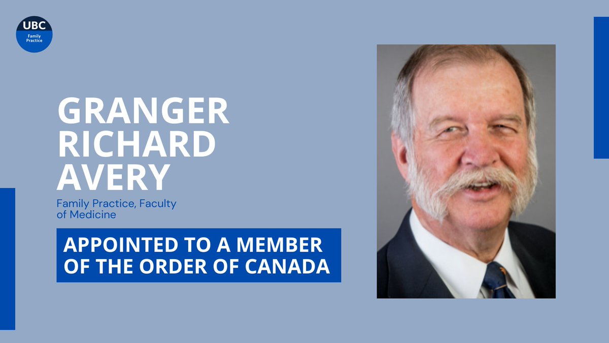 Dr. Granger Richard Avery is a clinical professor in the department of family practice who has been recently appointed to the Order of Canada. 

Learn more here: ow.ly/FxRc50JUb9p