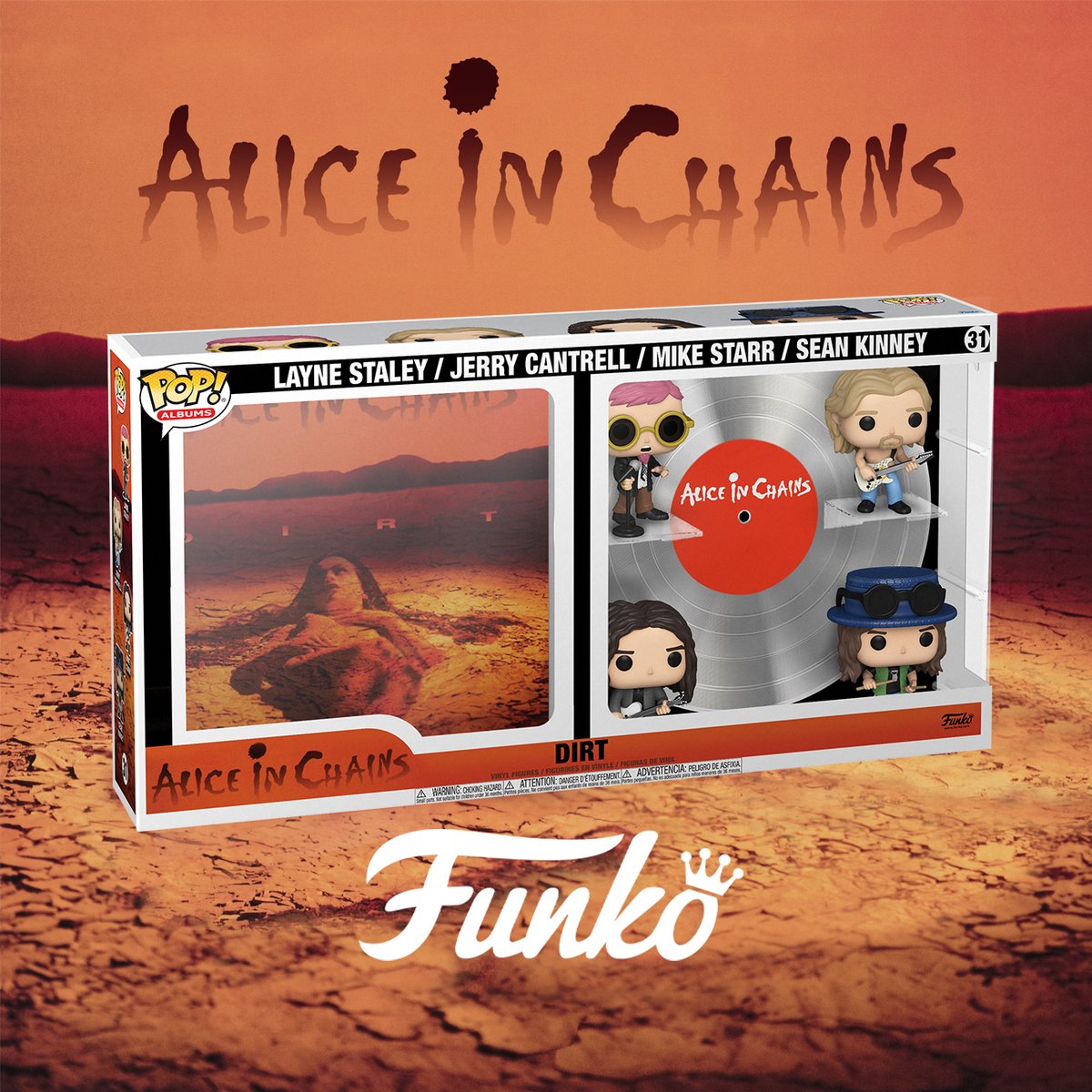 AliceInChains's tweet photo. This year marks the 30th anniversary of #DIRT, and we’re starting the celebrations early with our @OriginalFunko Dirt Pop! Collection. Pre-order now: https://t.co/y5o9VT95TD #AIChistory #Funko #FunkoPOP #Dirt30 https://t.co/XcWDybLuoH