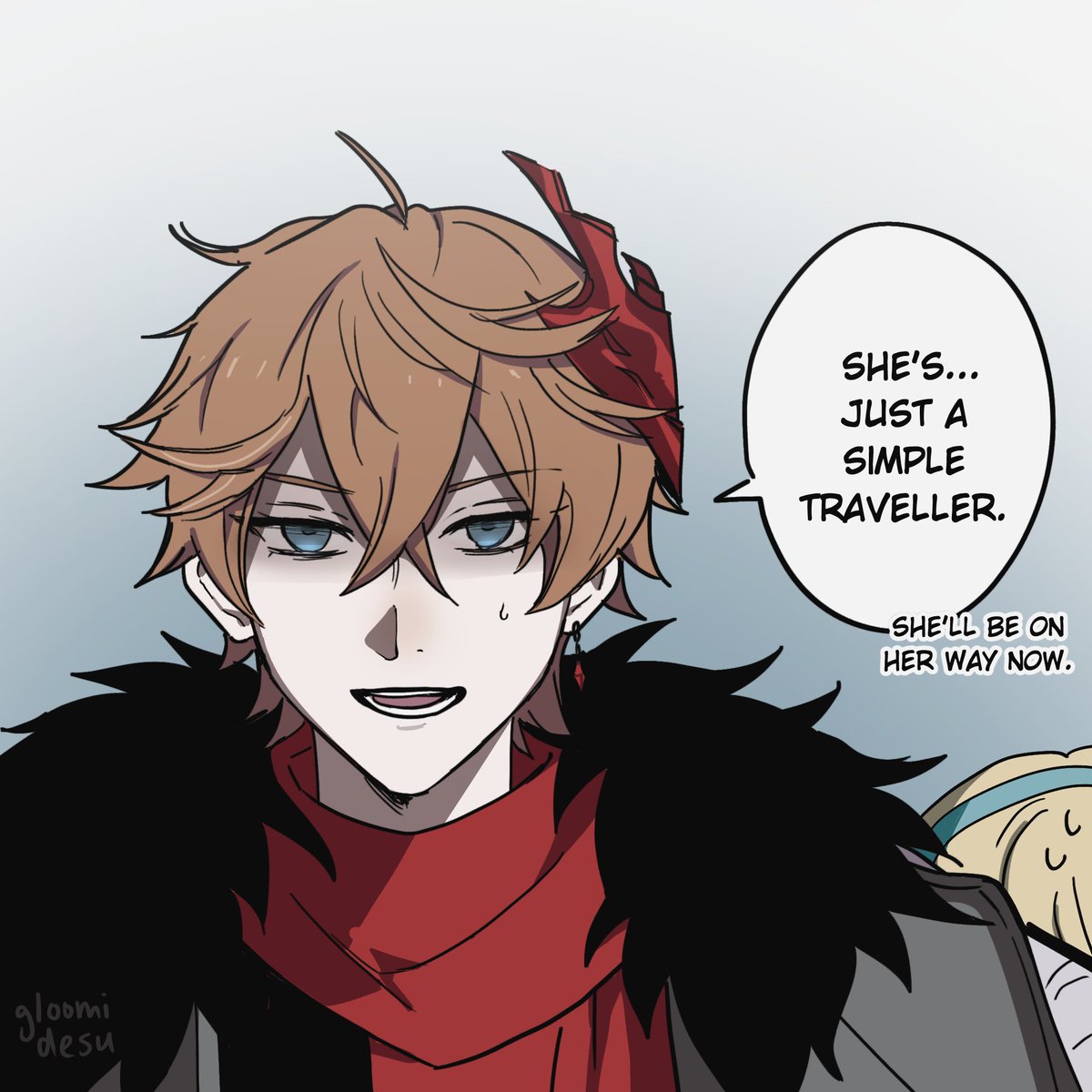 gloomidesu's tweet image. i loove the idea of childe trying to protect lumine from the other fatui harbingers when they go to snezhnaya 
#chilumi 
#タル蛍 
#Genshinlmpact 
#原神